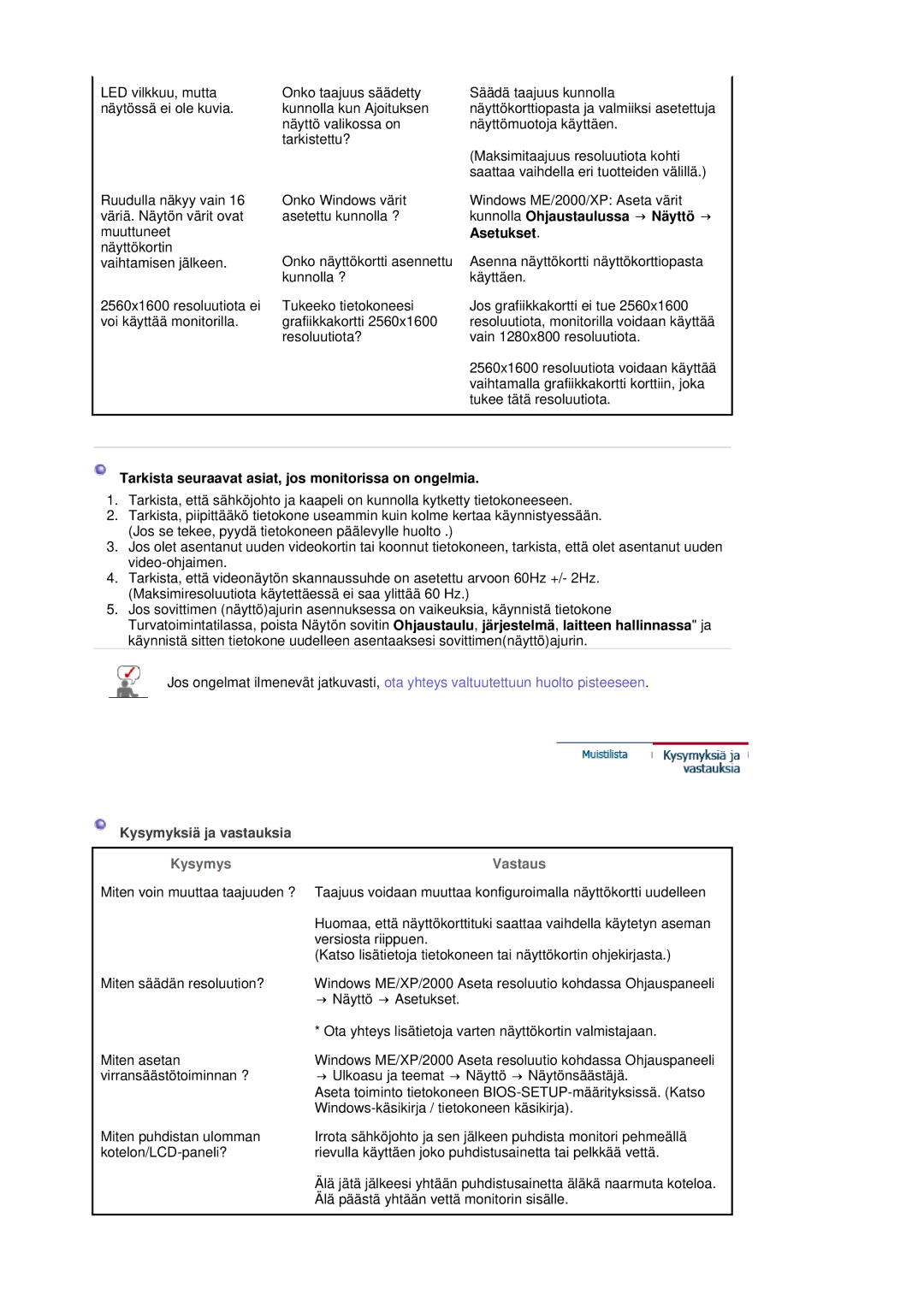 Samsung LS30HUBCB/EDC manual Kysymyksiä ja vastauksia, Kysymys, Vastaus 