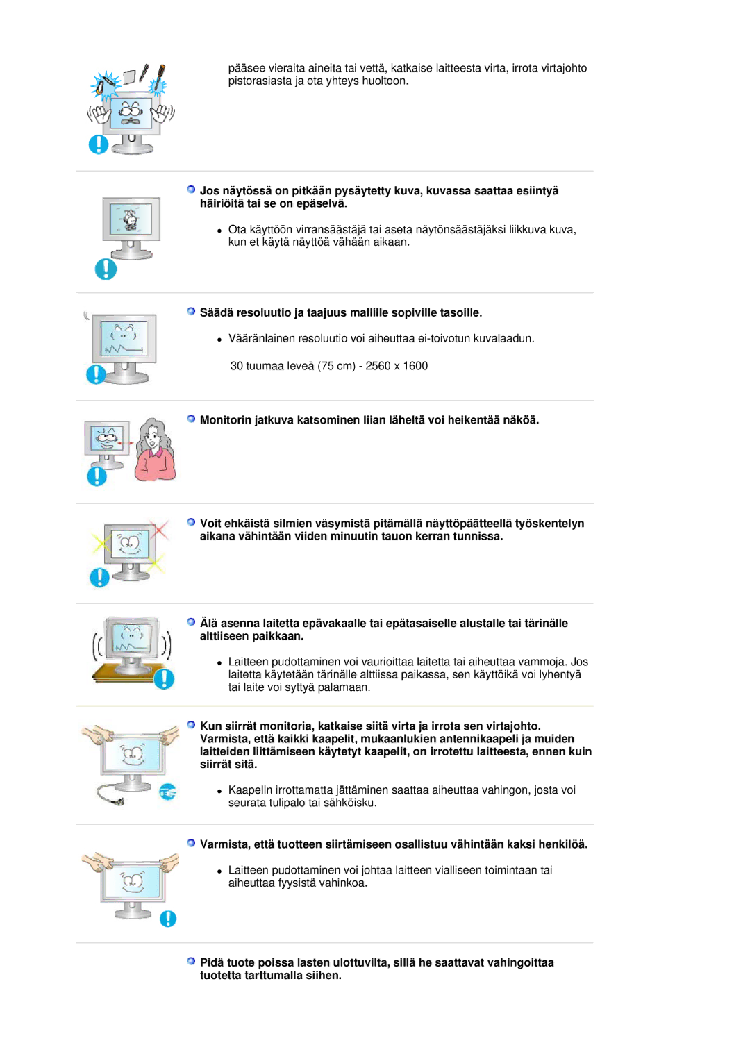 Samsung LS30HUBCB/EDC manual Säädä resoluutio ja taajuus mallille sopiville tasoille 