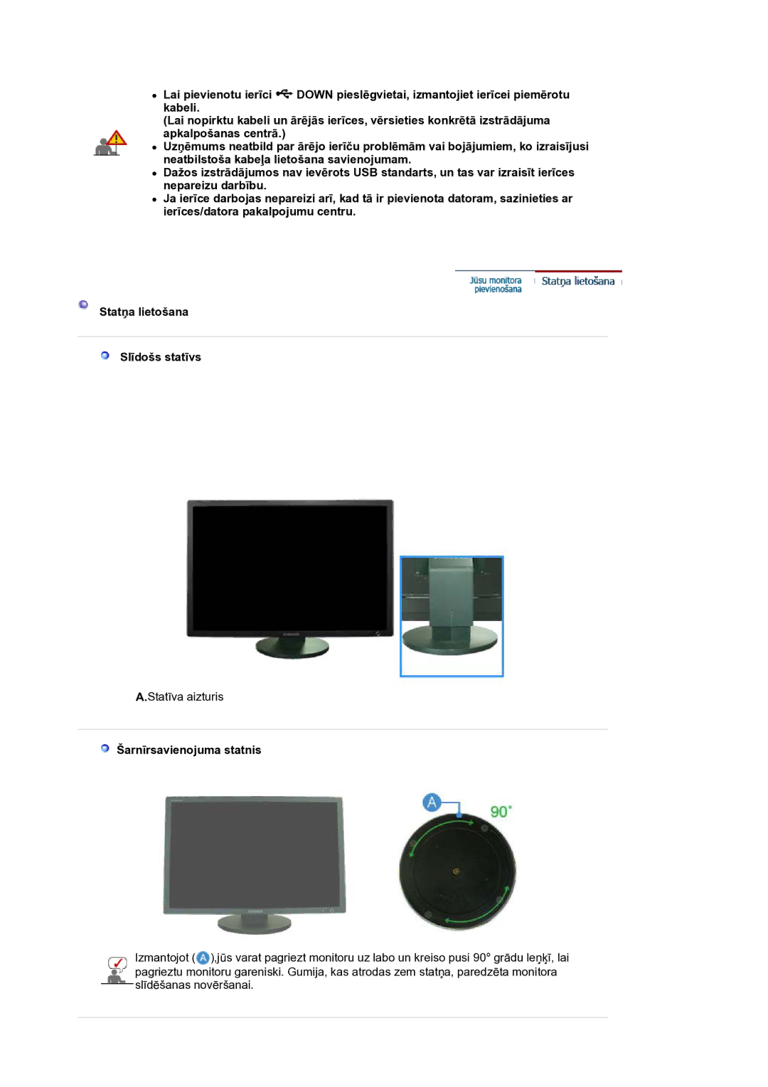 Samsung LS30HUBCB/EDC manual Šarnīrsavienojuma statnis 