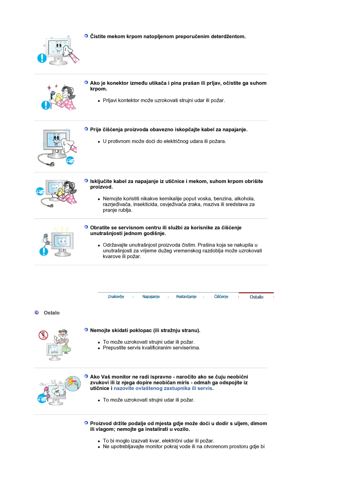 Samsung LS30HUBCB/EDC manual Ostalo, Nemojte skidati poklopac ili stražnju stranu 