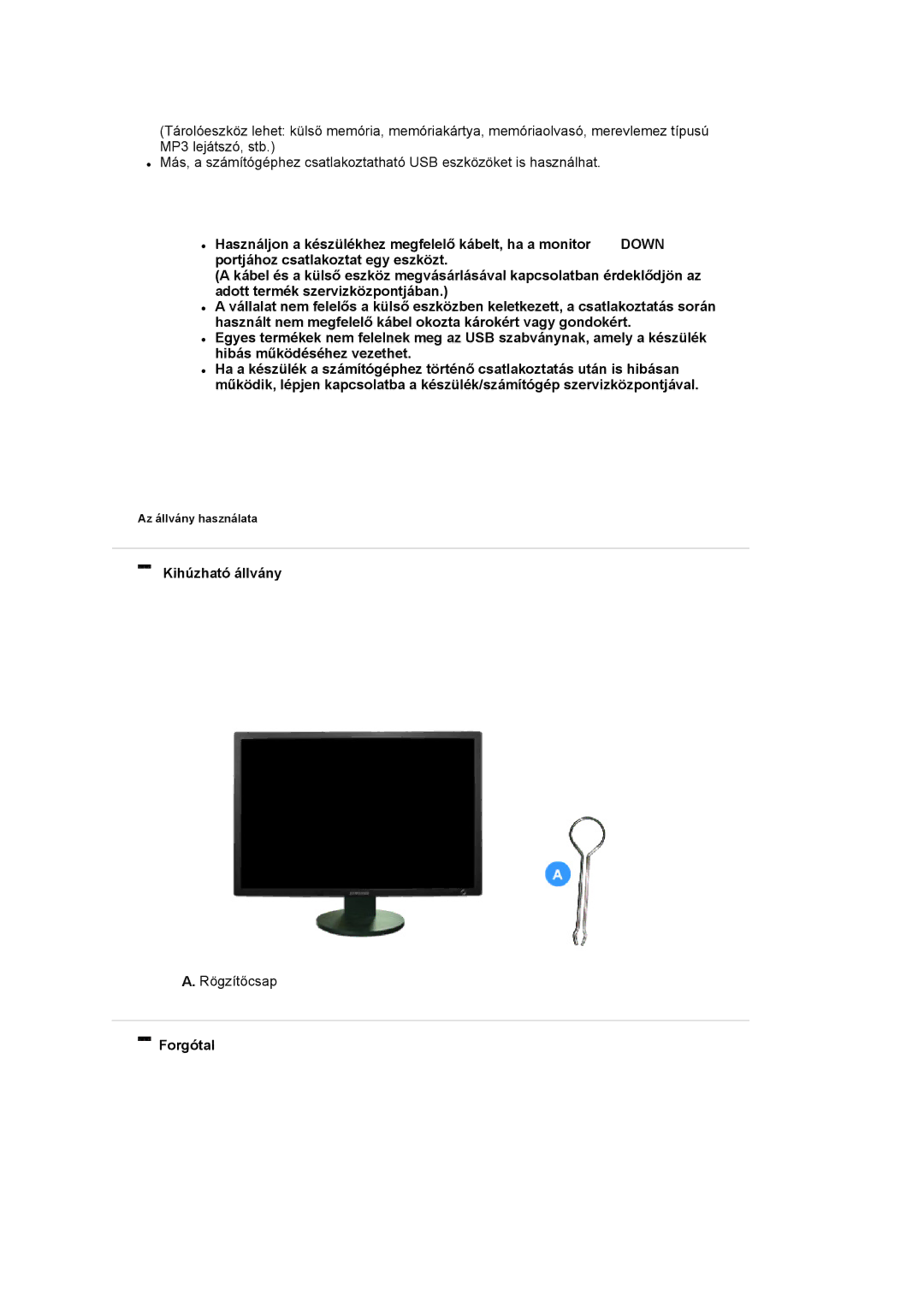 Samsung LS30HUXCBSEDC, LS30HUXCB/EDC, LS30HUBCB/EDC manual Kihúzható állvány, Forgótal 