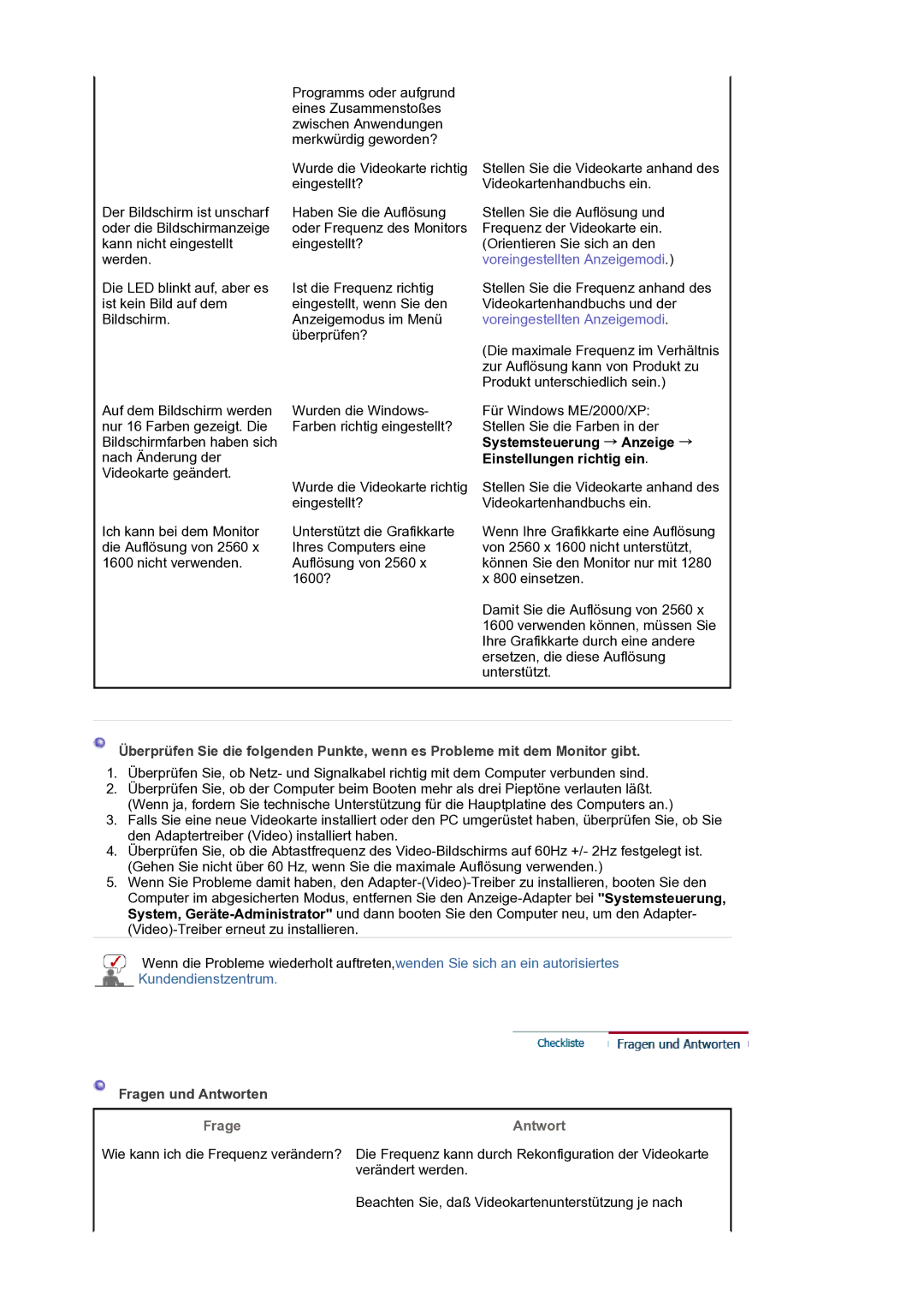 Samsung LS30HUXCB/EDC, LS30HUBCB/EDC manual Systemsteuerung → Anzeige →, Einstellungen richtig ein 