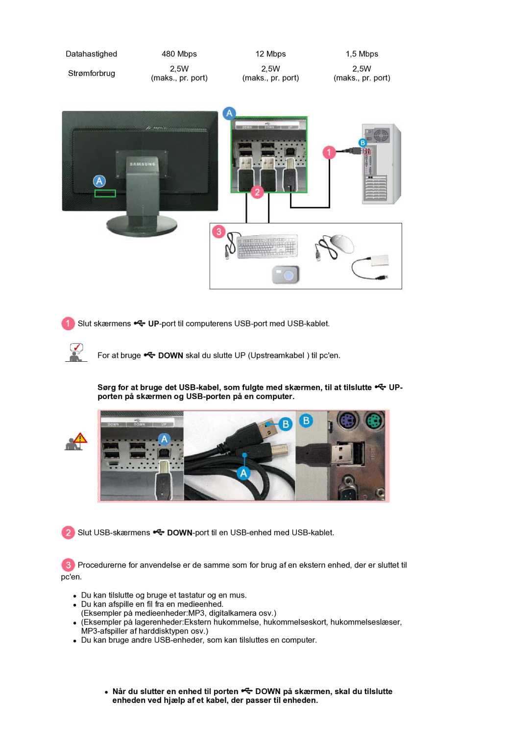 Samsung LS30HUBCB/EDC, LS30HUXCB/EDC manual Datahastighed Mbps Strømforbrug Maks., pr. port 