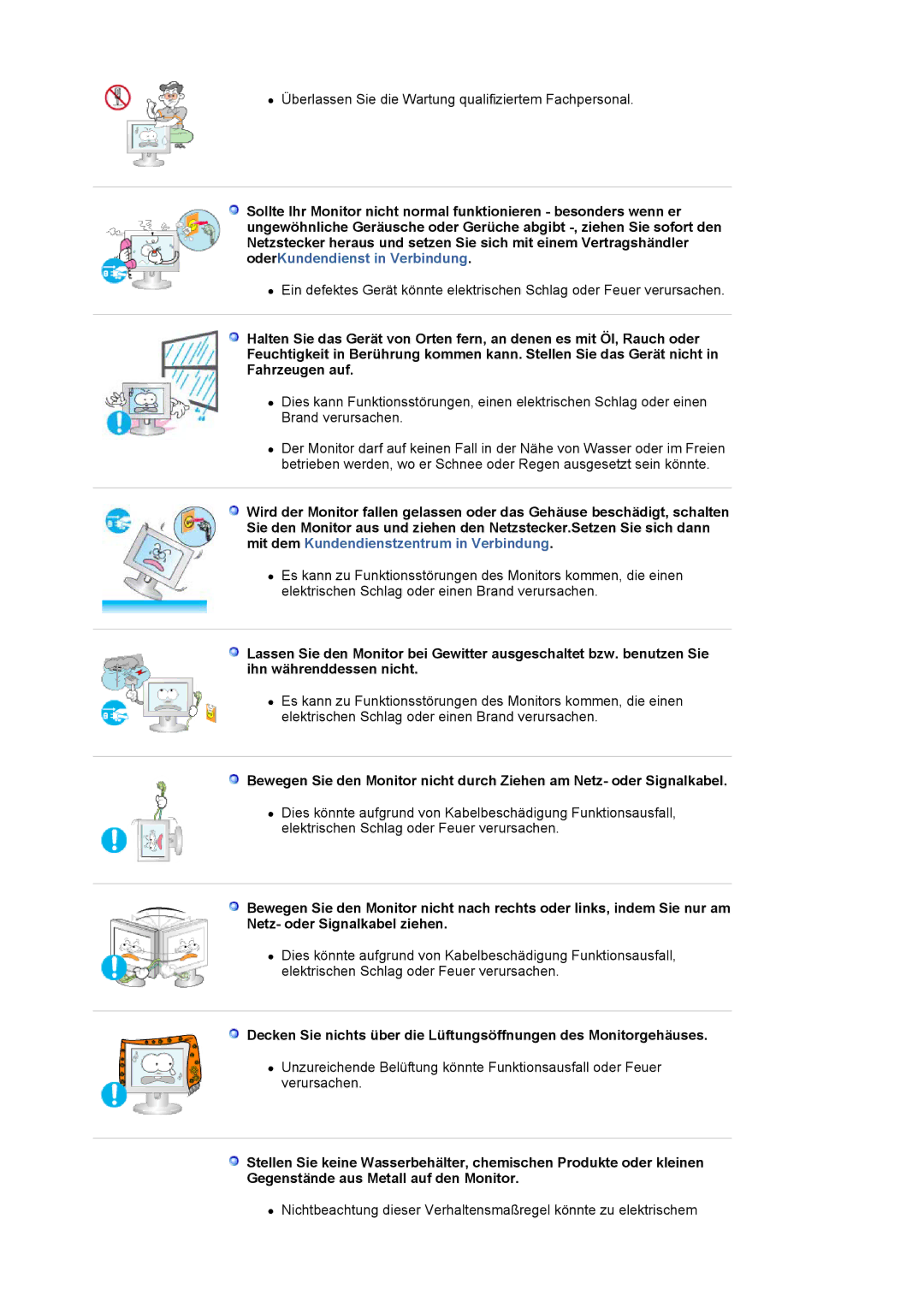 Samsung LS30HUXCB/EDC manual Überlassen Sie die Wartung qualifiziertem Fachpersonal 