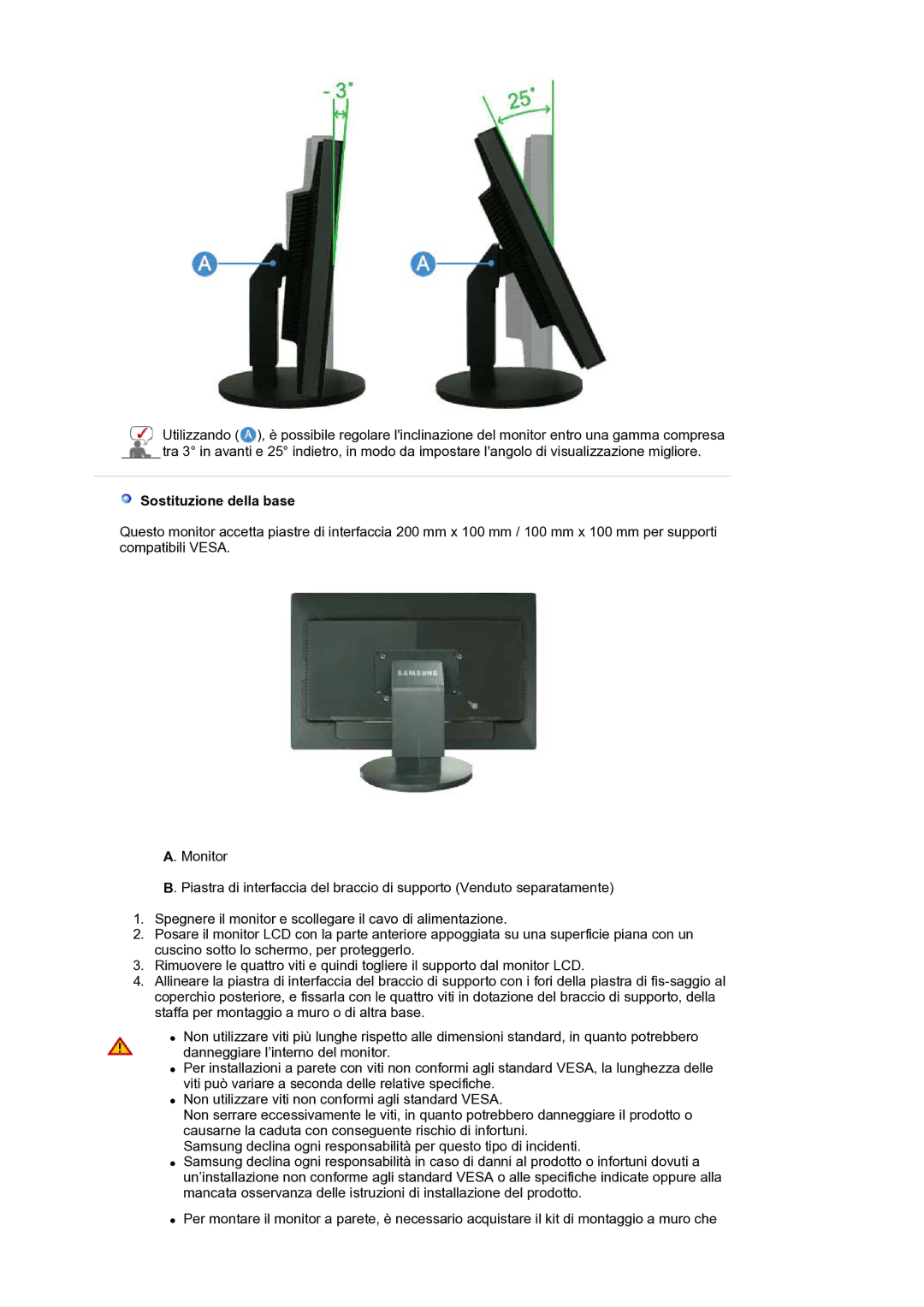 Samsung LS30HUXCB/EDC manual Sostituzione della base 