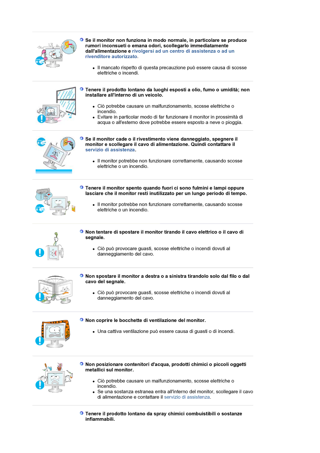 Samsung LS30HUXCB/EDC manual Non coprire le bocchette di ventilazione del monitor 