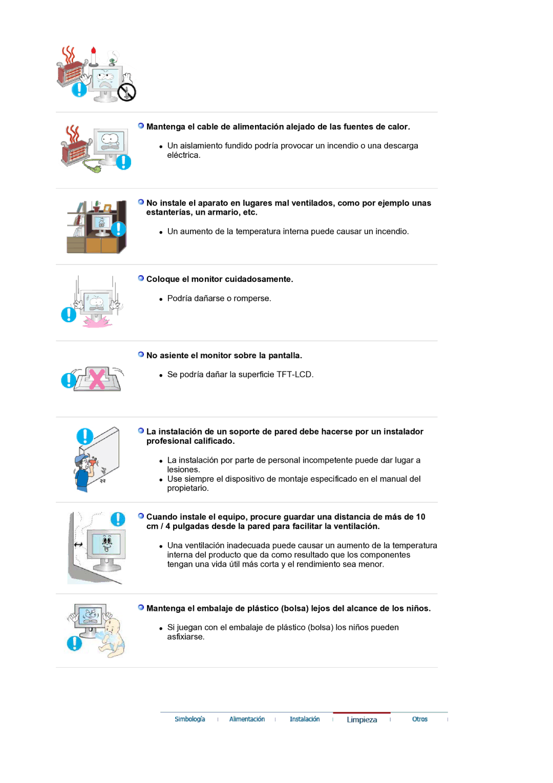 Samsung LS30HUXCB/EDC manual Coloque el monitor cuidadosamente, No asiente el monitor sobre la pantalla 