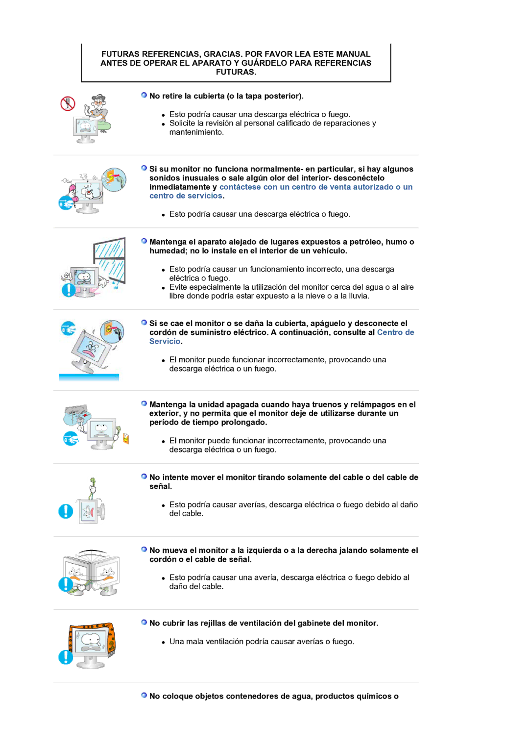 Samsung LS30HUXCB/EDC manual No retire la cubierta o la tapa posterior 