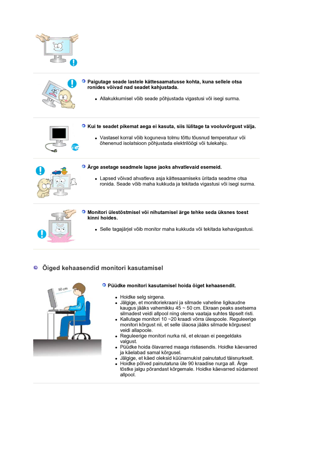 Samsung LS30HUXCB/EDC manual Ärge asetage seadmele lapse jaoks ahvatlevaid esemeid 