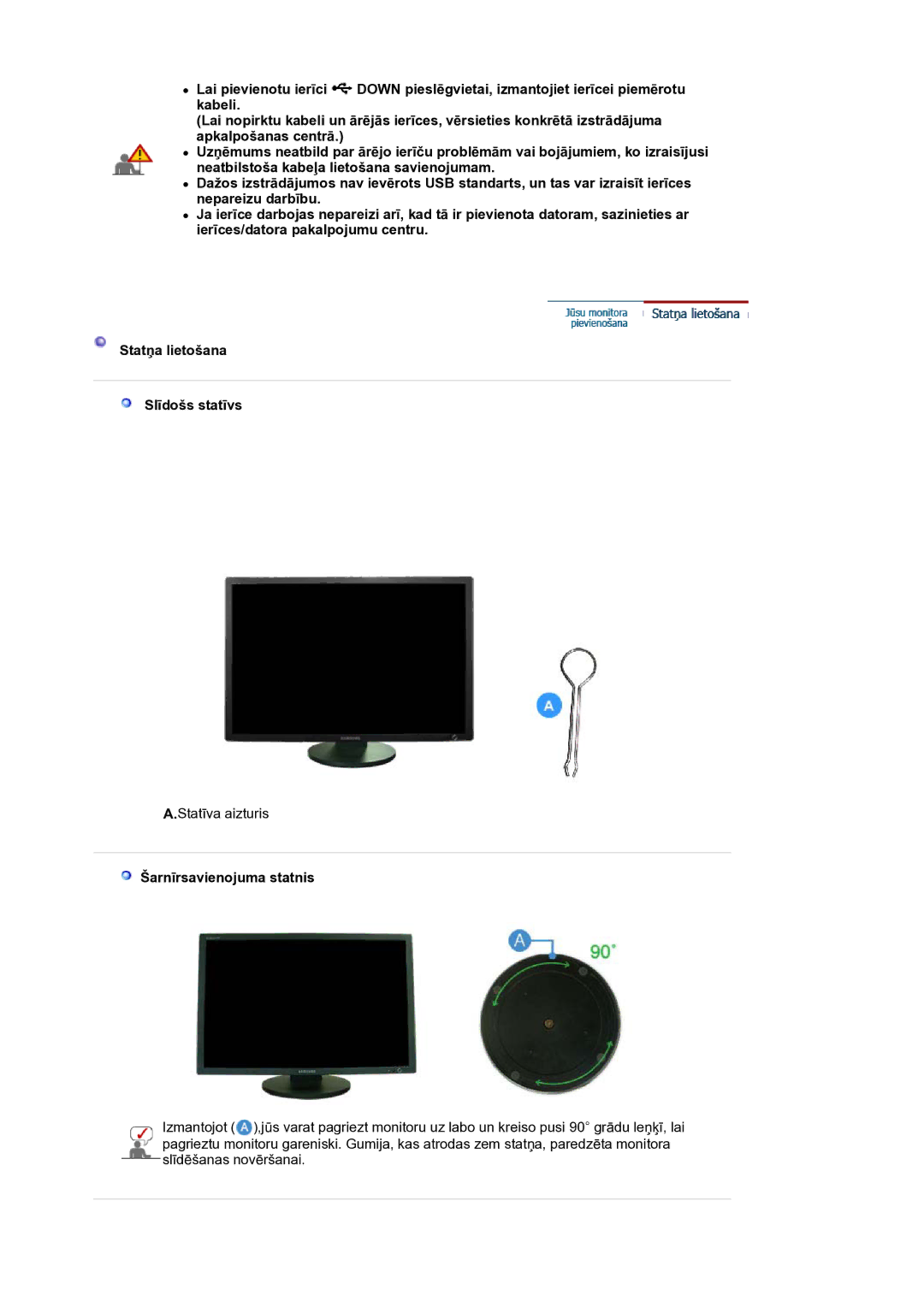 Samsung LS30HUXCB/EDC manual Šarnīrsavienojuma statnis 