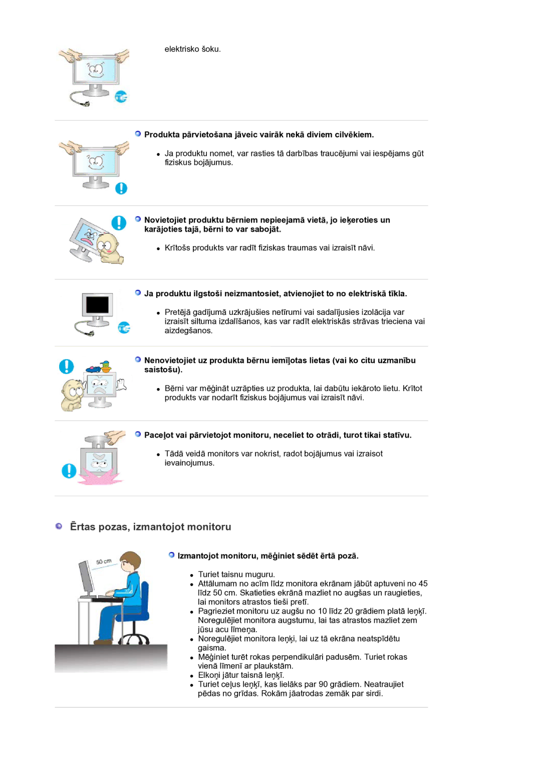 Samsung LS30HUXCB/EDC manual Produkta pārvietošana jāveic vairāk nekā diviem cilvēkiem 