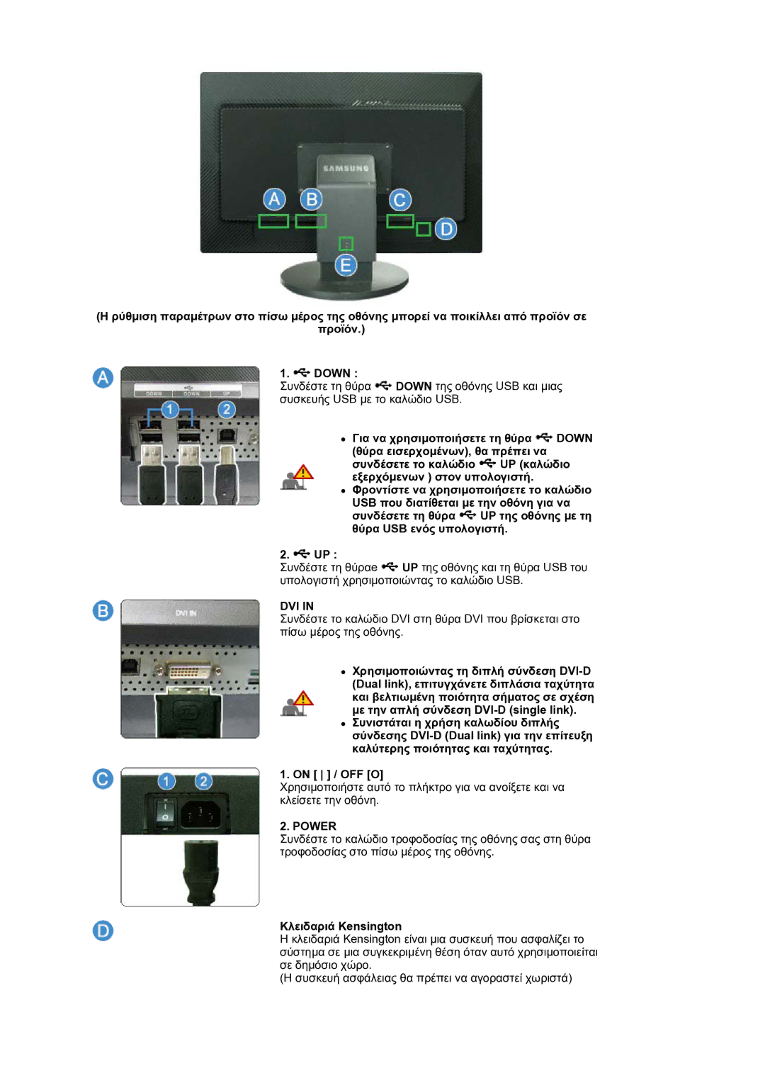 Samsung LS30HUXCB/EDC manual Dvi, Κλειδαριά Kensington 