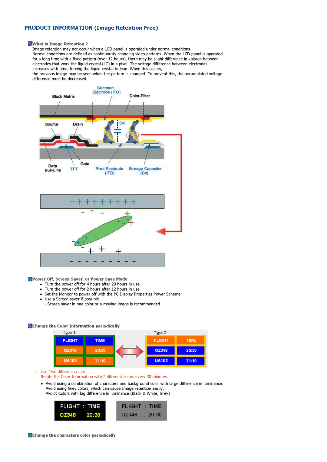 Samsung LS32BEPNB/XSE, LS32BEPNS/EDC, LS32BEPNB/XSA, LS32BEPNS/ILC manual Product Information Image Retention Free 