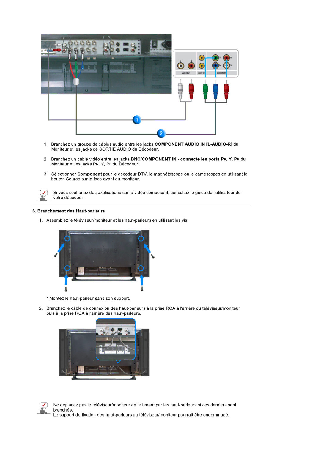 Samsung LS32BEPNS/EDC manual Branchement des Haut-parleurs 