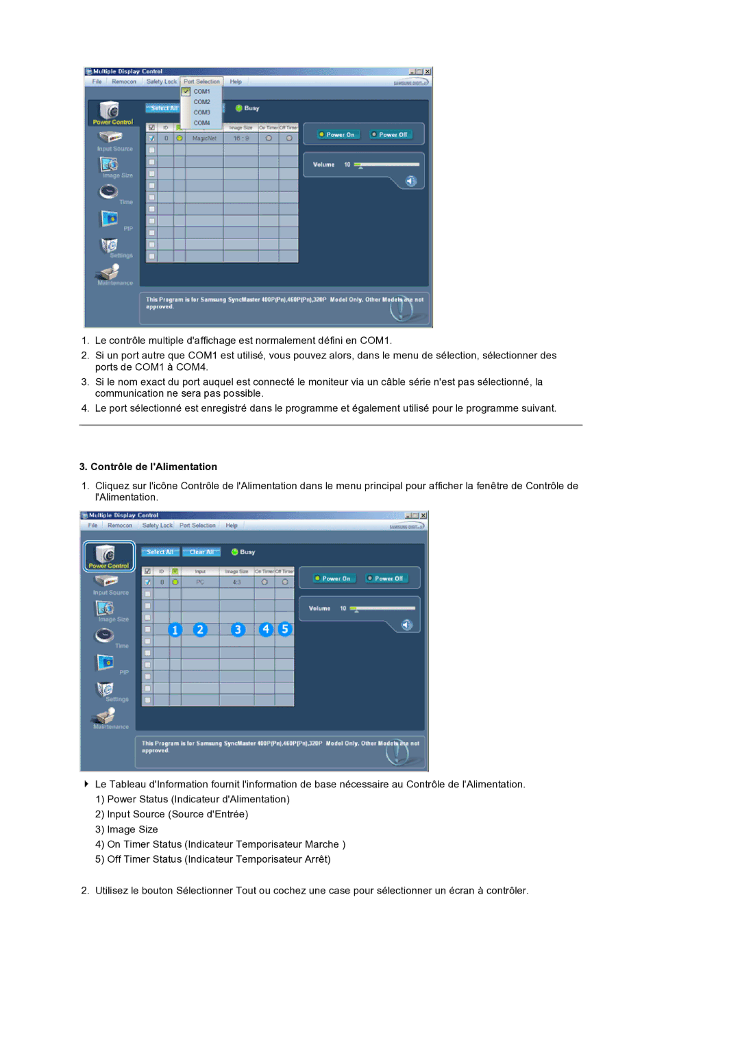 Samsung LS32BEPNS/EDC manual Contrôle de lAlimentation 