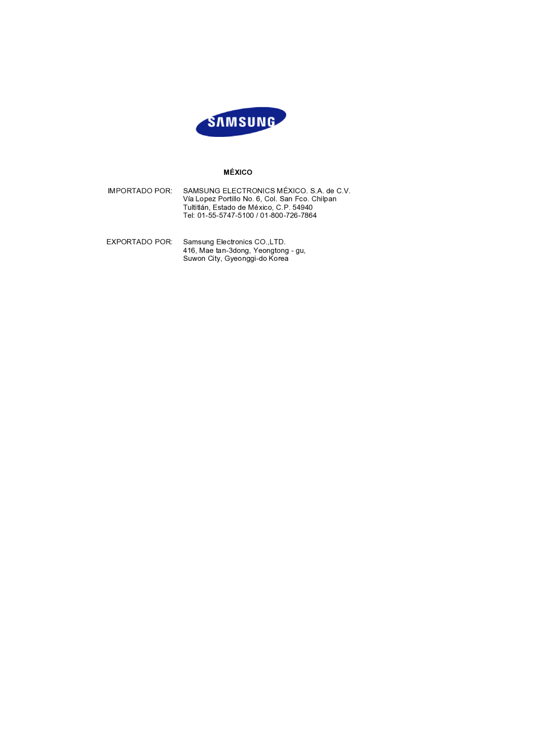 Samsung LS32BEPNS/EDC manual México 