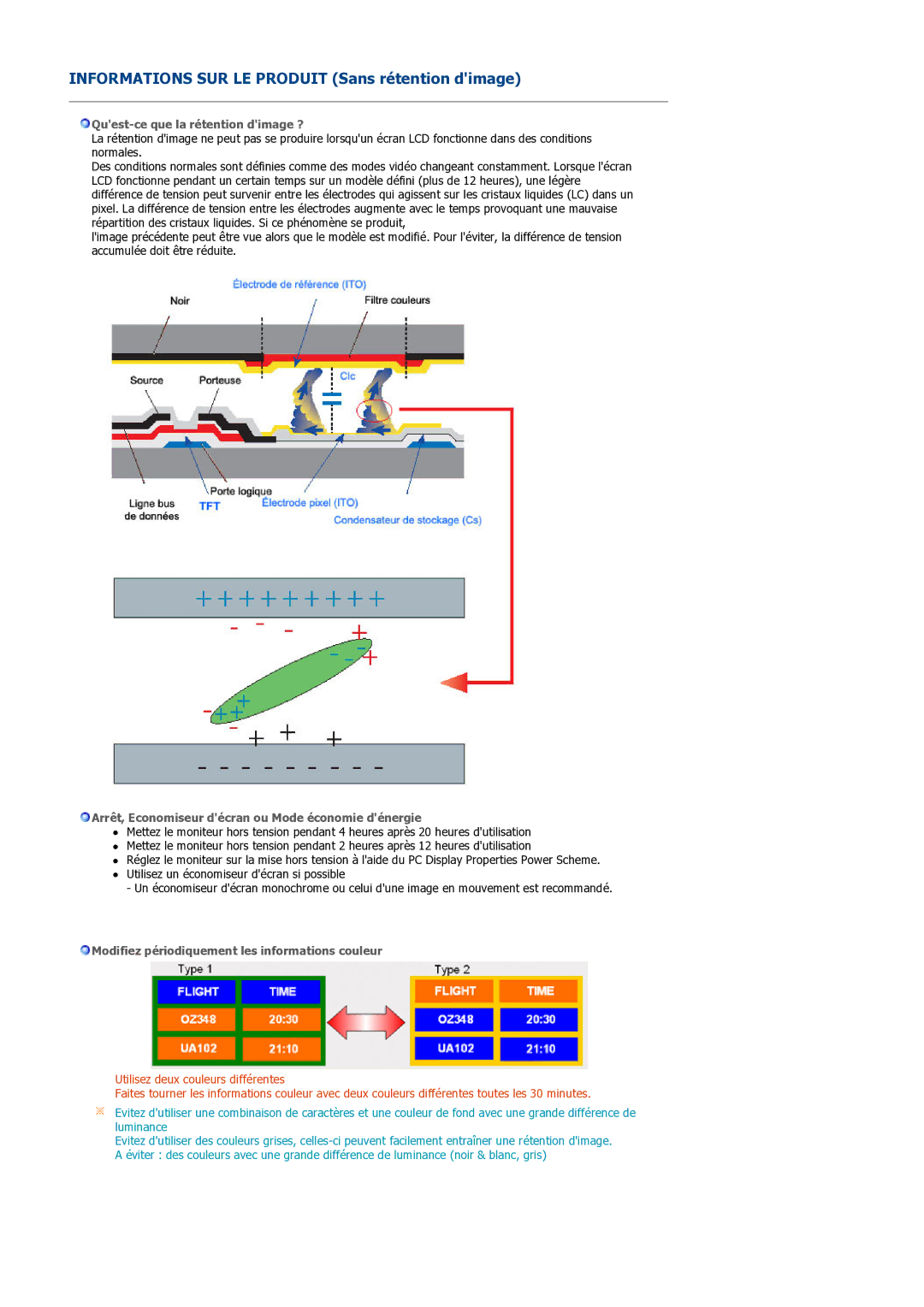 Samsung LS32BEPNS/EDC manual Informations SUR LE Produit Sans rétention dimage 