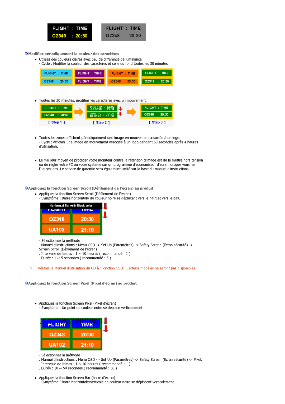 Samsung LS32BEPNS/EDC manual Modifiez périodiquement la couleur des caractères 