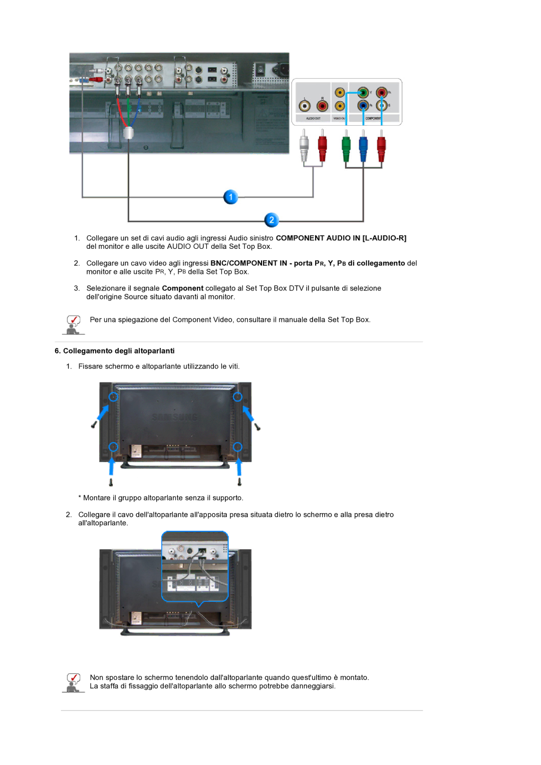 Samsung LS32BEPNS/EDC manual Collegamento degli altoparlanti 