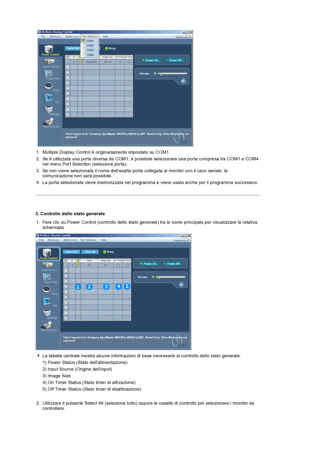 Samsung LS32BEPNS/EDC manual Controllo dello stato generale 