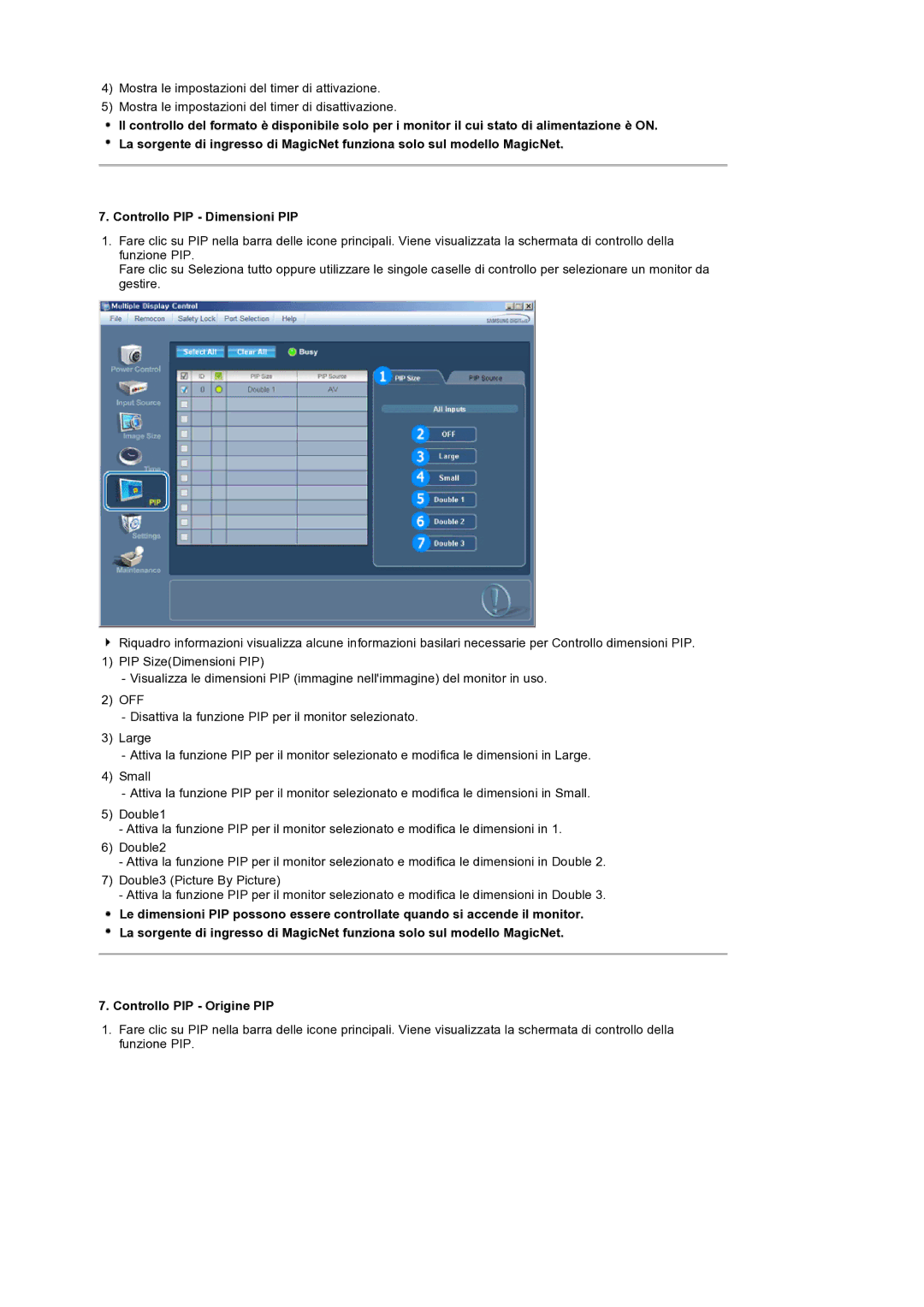 Samsung LS32BEPNS/EDC manual Controllo PIP Origine PIP 