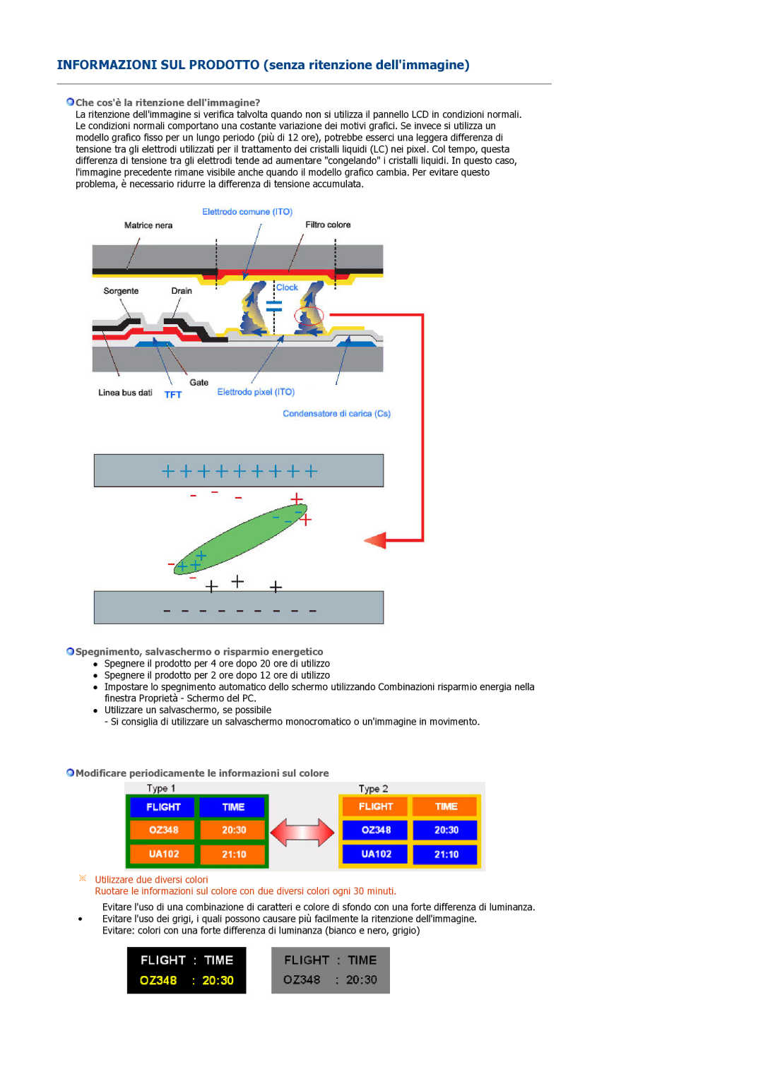 Samsung LS32BEPNS/EDC manual Informazioni SUL Prodotto senza ritenzione dellimmagine 