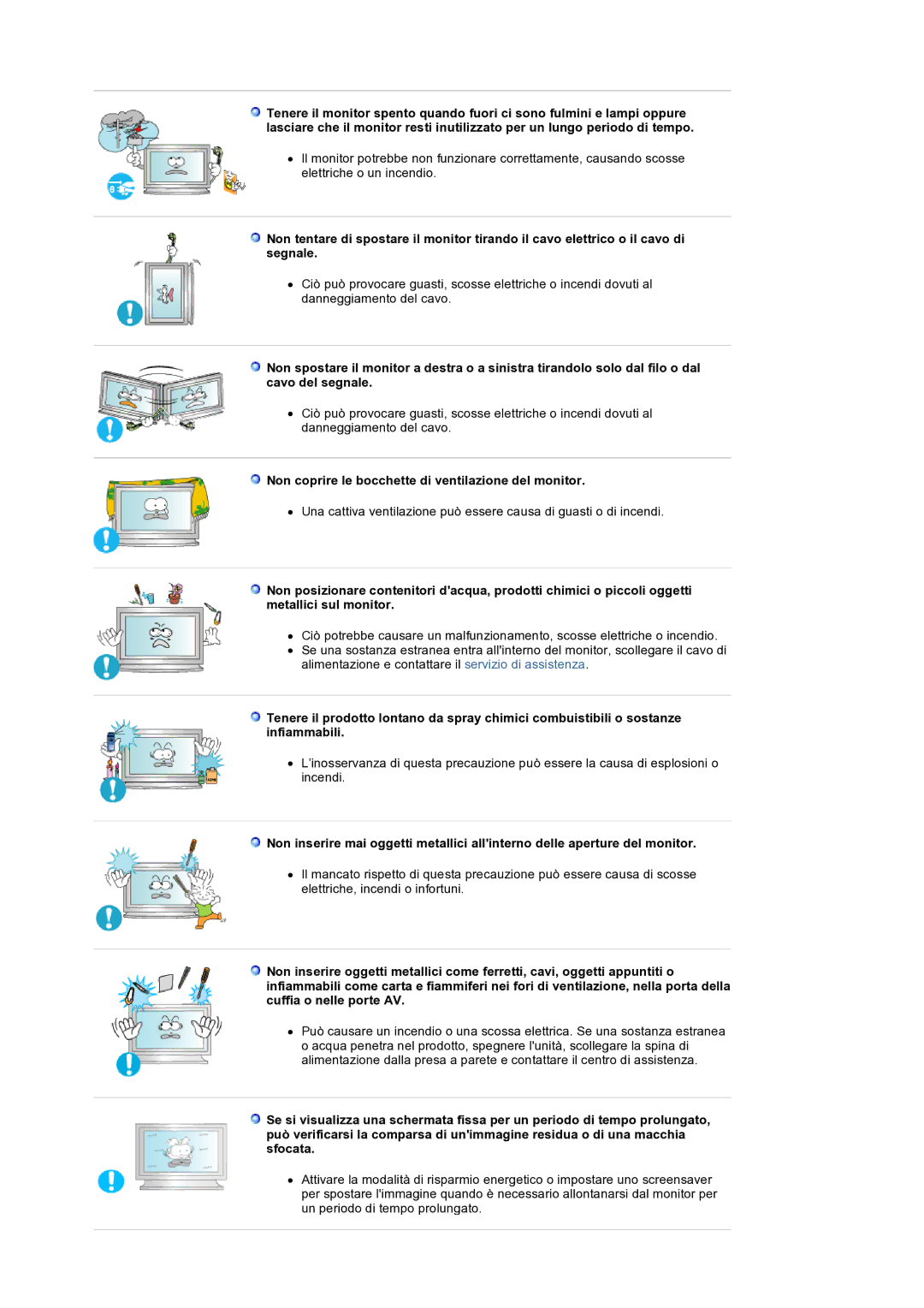 Samsung LS32BEPNS/EDC manual Non coprire le bocchette di ventilazione del monitor 