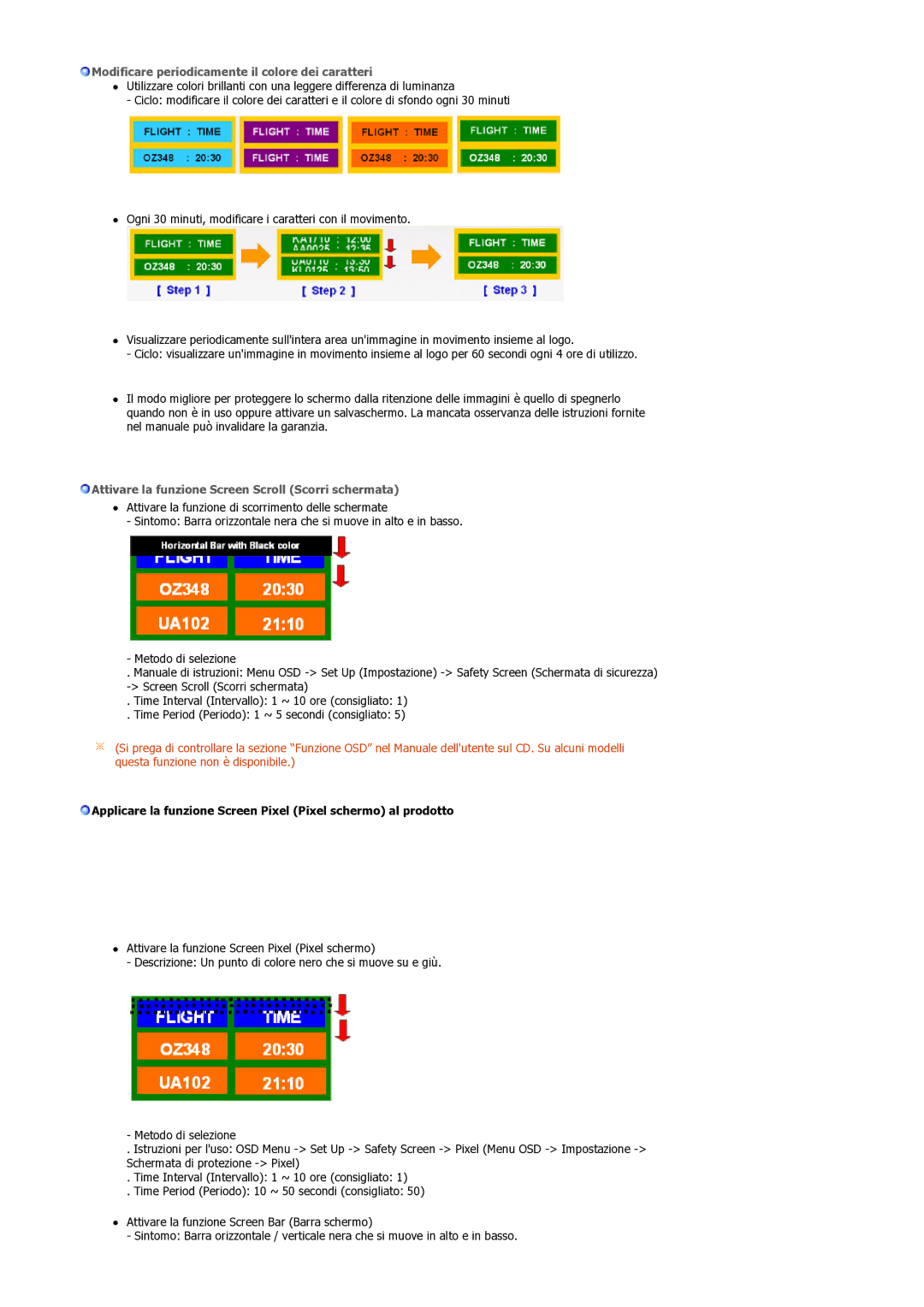 Samsung LS32BEPNS/EDC manual Modificare periodicamente il colore dei caratteri 