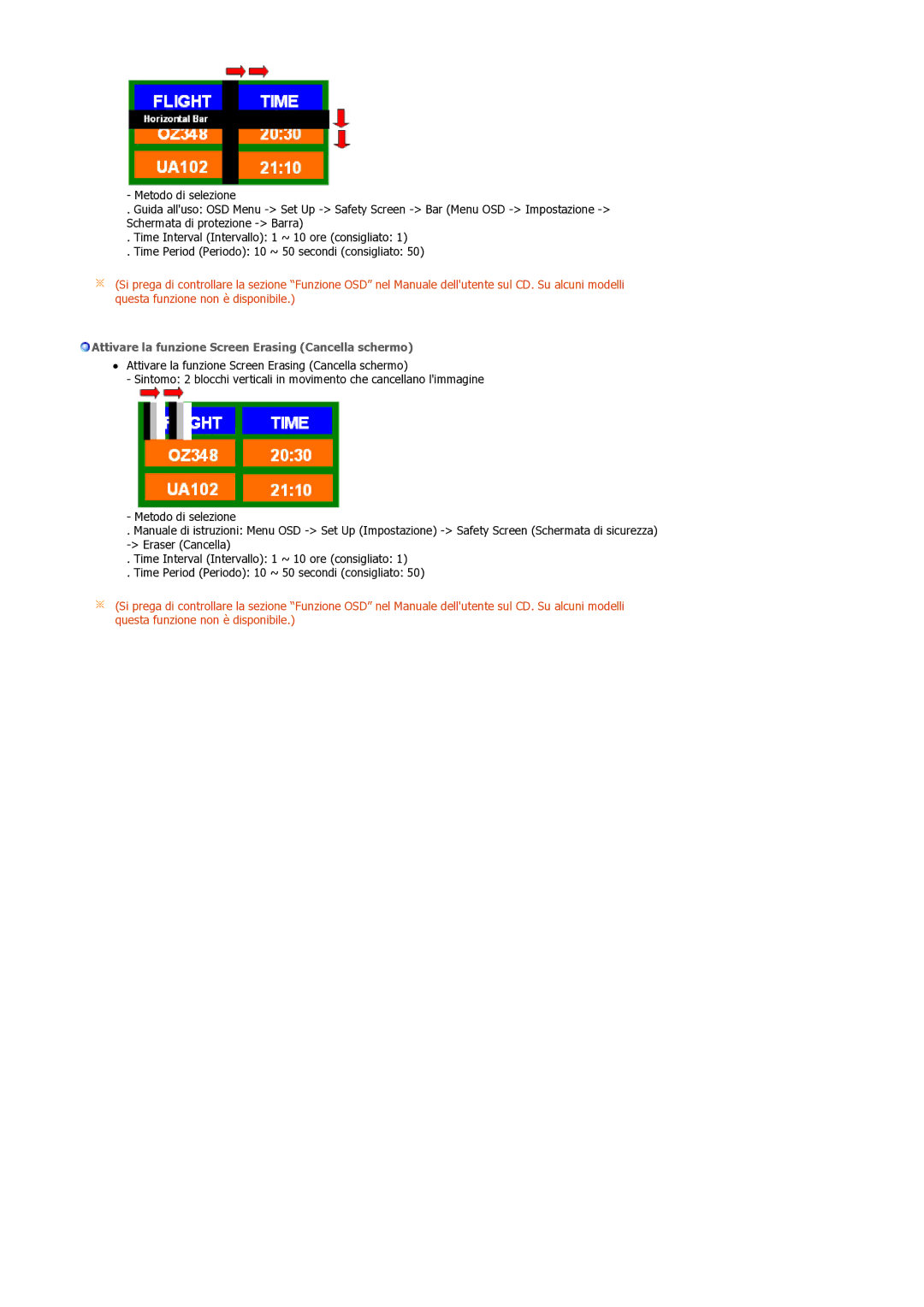 Samsung LS32BEPNS/EDC manual Attivare la funzione Screen Erasing Cancella schermo 