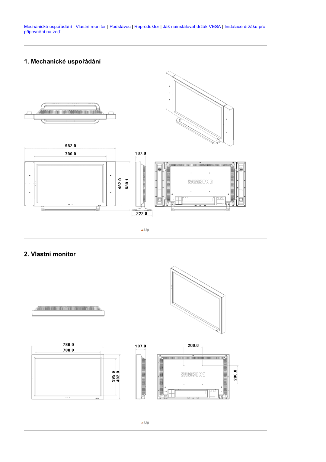 Samsung LS32BEPNS/EDC manual Mechanické uspořádání Vlastní monitor 