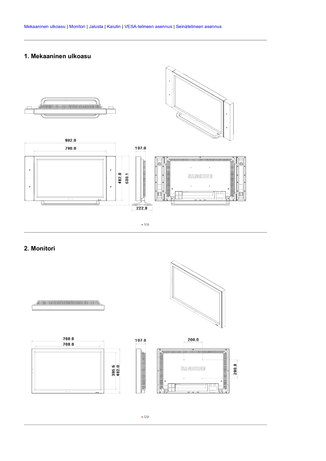 Samsung LS32BEPNS/EDC manual Mekaaninen ulkoasu Monitori 