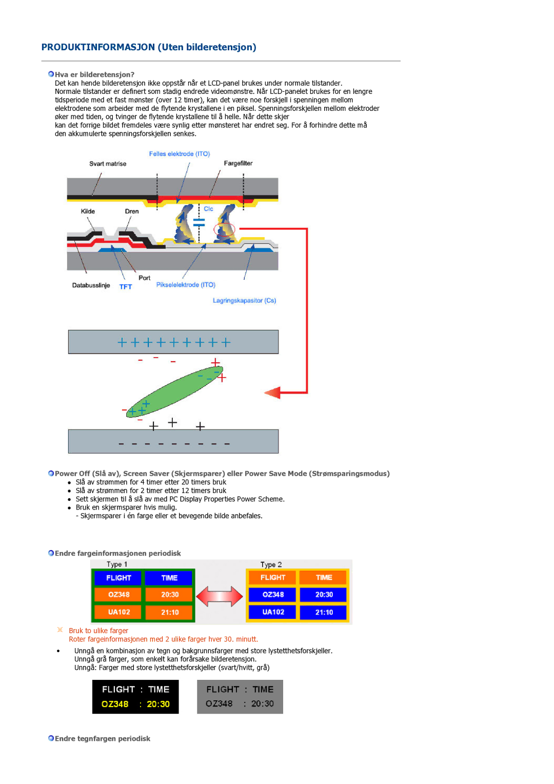 Samsung LS32BEPNS/EDC manual Produktinformasjon Uten bilderetensjon 