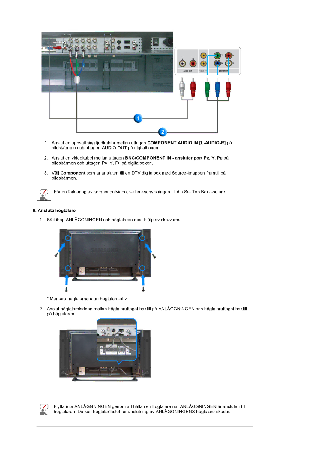 Samsung LS32BEPNS/EDC manual Ansluta högtalare 