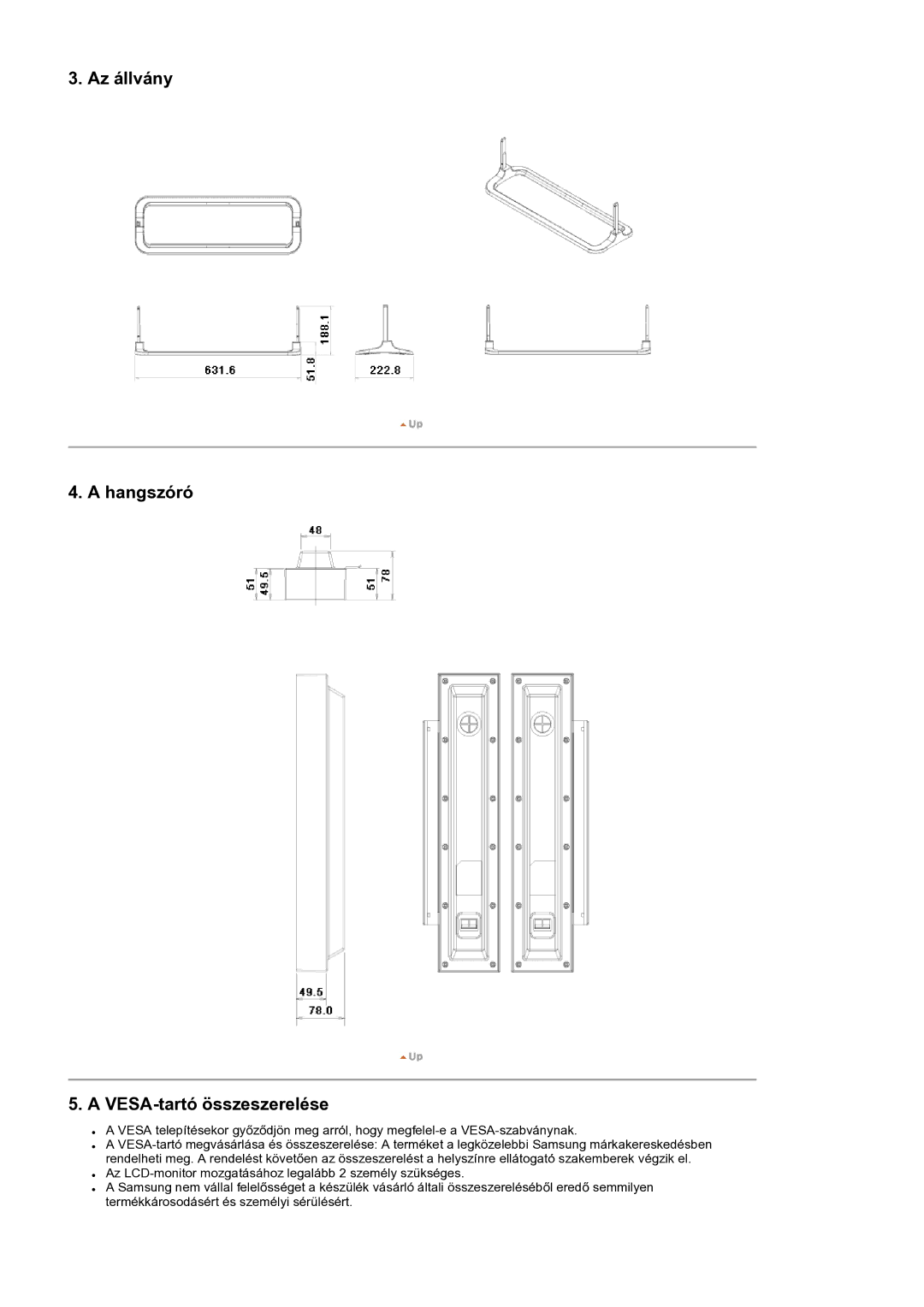 Samsung LS32BEPNS/EDC manual Az állvány Hangszóró VESA-tartó összeszerelése 