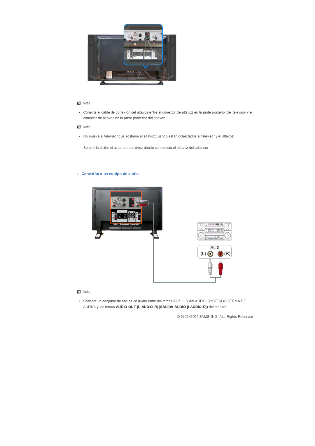 Samsung LS32BHLNB/EDC, LS32BHLNS/EDC, LS32BHYNS/EDC, LS32BHPNS/EDC, LS32BHRNS/EDC manual Conexión a un equipo de audio 