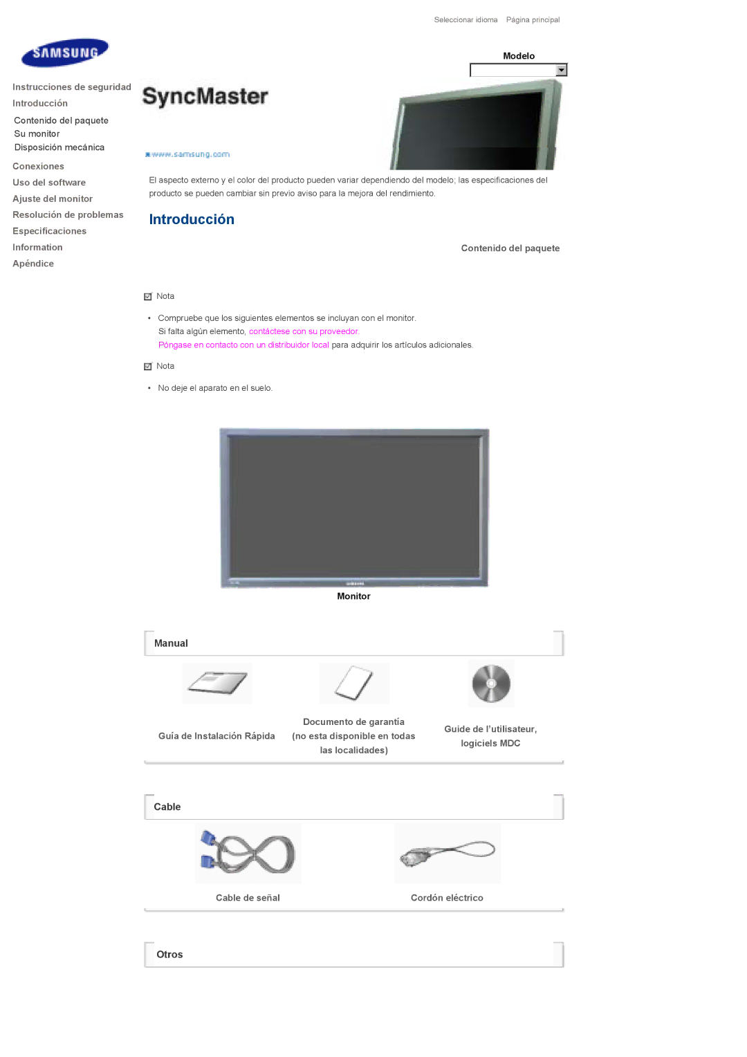 Samsung LS32BHYNS/EDC, LS32BHLNB/EDC, LS32BHLNS/EDC, LS32BHPNS/EDC manual Contenido del paquete, Logiciels MDC Cable de señal 