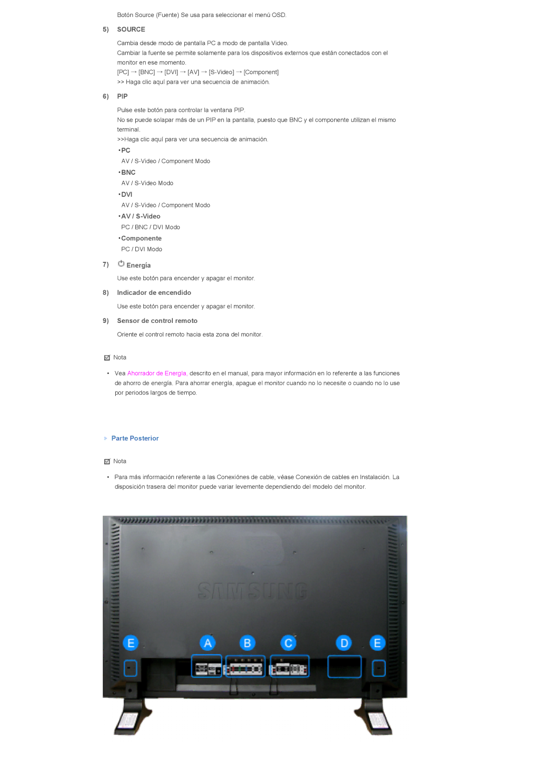 Samsung LS32BHRNS/EDC, LS32BHLNB/EDC, LS32BHLNS/EDC, LS32BHYNS/EDC, LS32BHPNS/EDC manual Source, Bnc, Dvi 