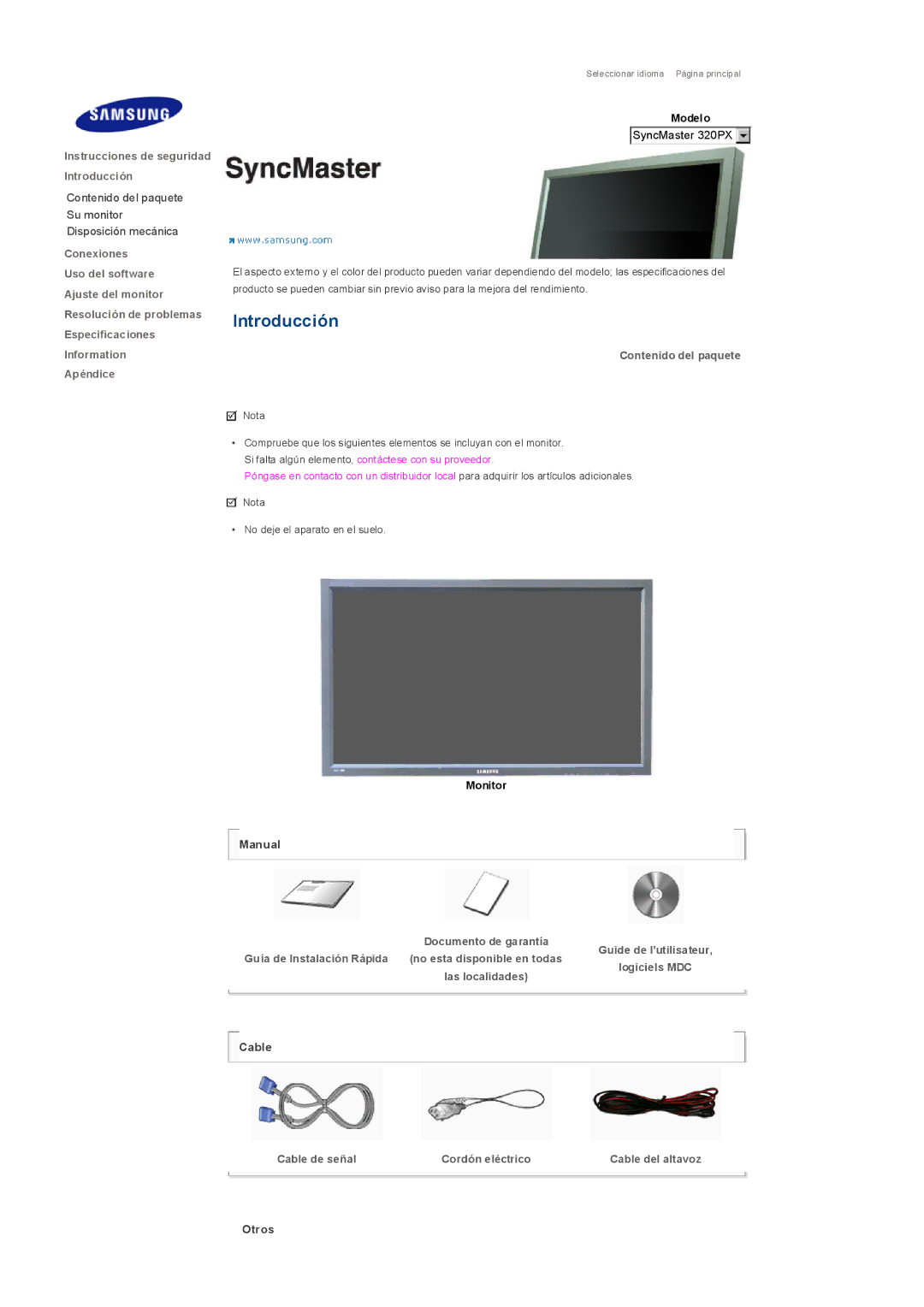 Samsung LS32BHLNS/EDC, LS32BHLNB/EDC, LS32BHYNS/EDC, LS32BHPNS/EDC, LS32BHRNS/EDC manual Introducción, Contenido del paquete 