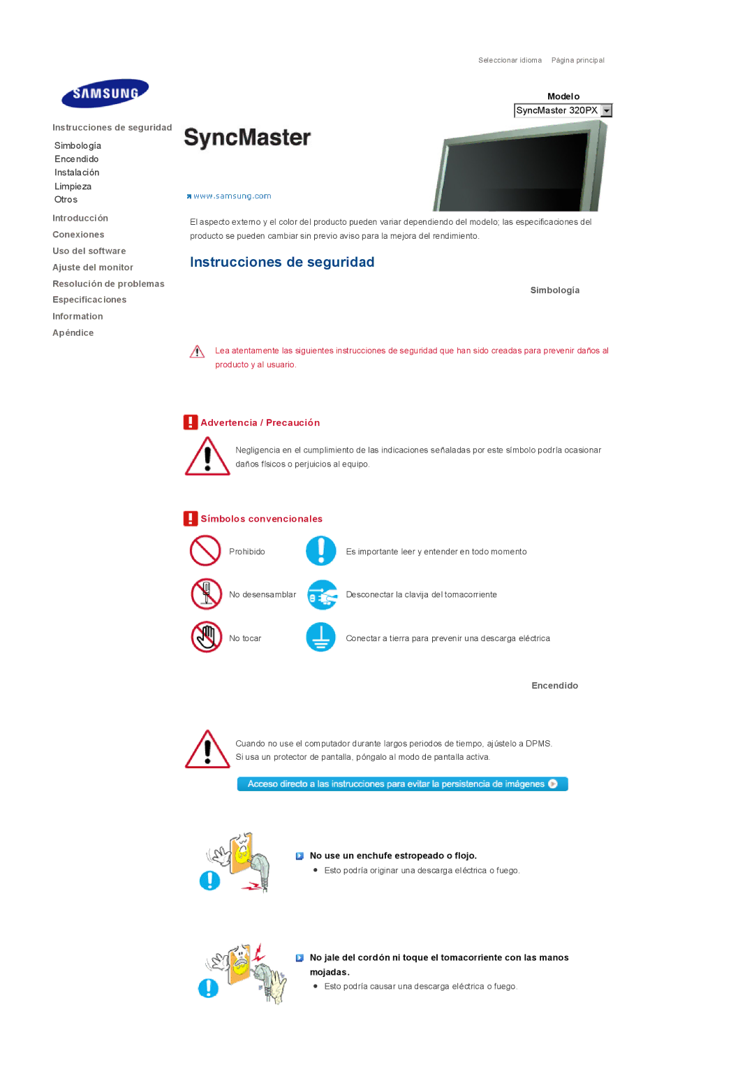 Samsung LS32BHYNS/EDC, LS32BHLNB/EDC, LS32BHLNS/EDC, LS32BHPNS/EDC manual Instrucciones de seguridad, Simbología, Encendido 