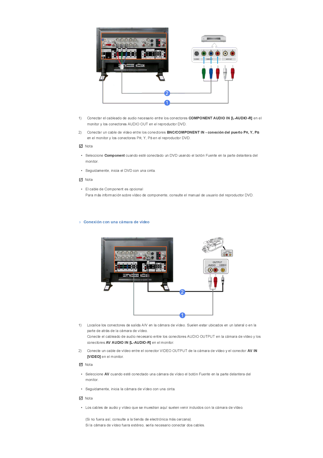 Samsung LS32BHYNS/EDC, LS32BHLNB/EDC, LS32BHLNS/EDC, LS32BHPNS/EDC, LS32BHRNS/EDC manual Conexión con una cámara de vídeo 