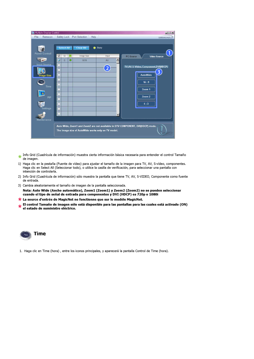 Samsung LS32BHYNS/EDC, LS32BHLNB/EDC, LS32BHLNS/EDC, LS32BHPNS/EDC, LS32BHRNS/EDC manual Time 