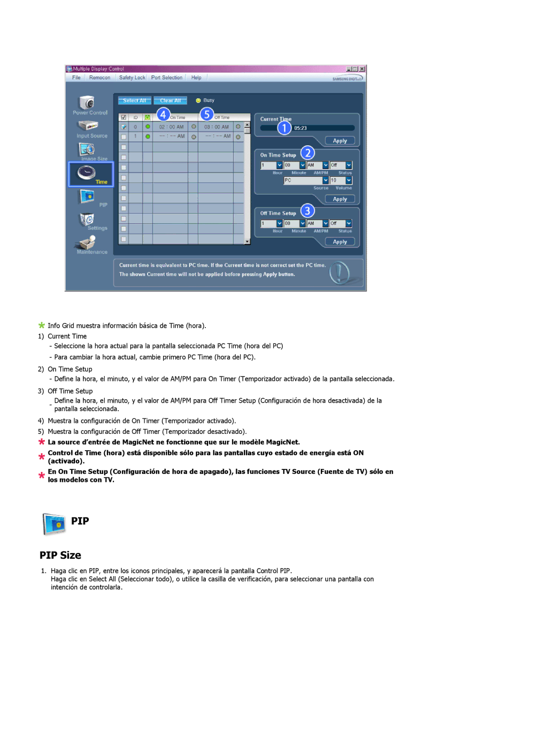 Samsung LS32BHPNS/EDC, LS32BHLNB/EDC, LS32BHLNS/EDC, LS32BHYNS/EDC, LS32BHRNS/EDC manual Pip, PIP Size 