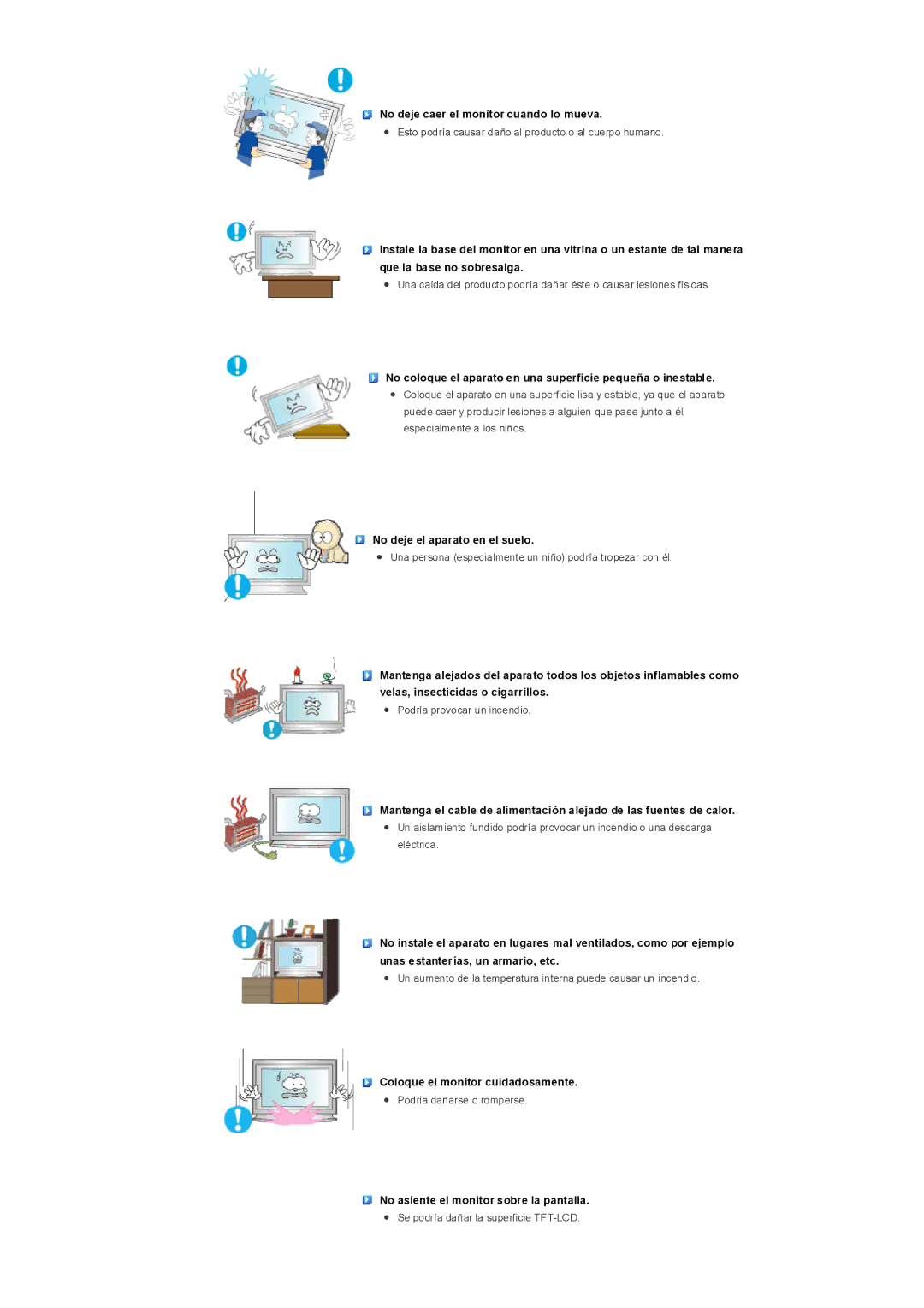 Samsung LS32BHRNS/EDC, LS32BHLNB/EDC, LS32BHLNS/EDC, LS32BHYNS/EDC, LS32BHPNS/EDC No deje caer el monitor cuando lo mueva 