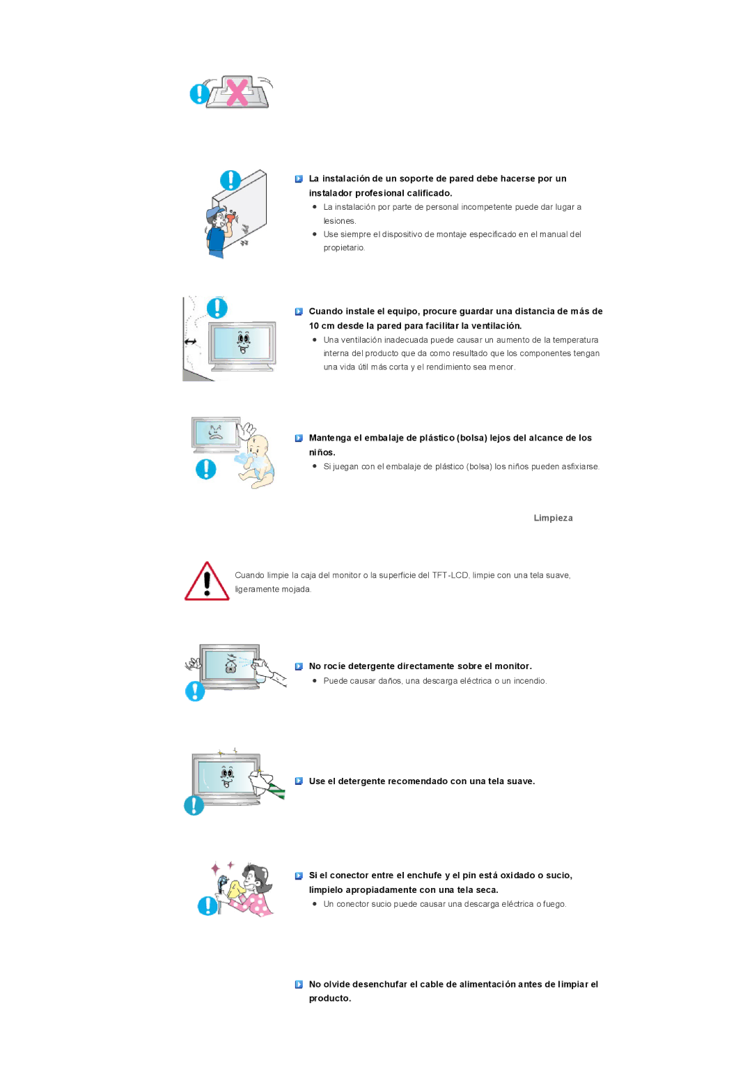 Samsung LS32BHLNB/EDC, LS32BHLNS/EDC, LS32BHYNS/EDC, LS32BHPNS/EDC, LS32BHRNS/EDC manual Limpieza 