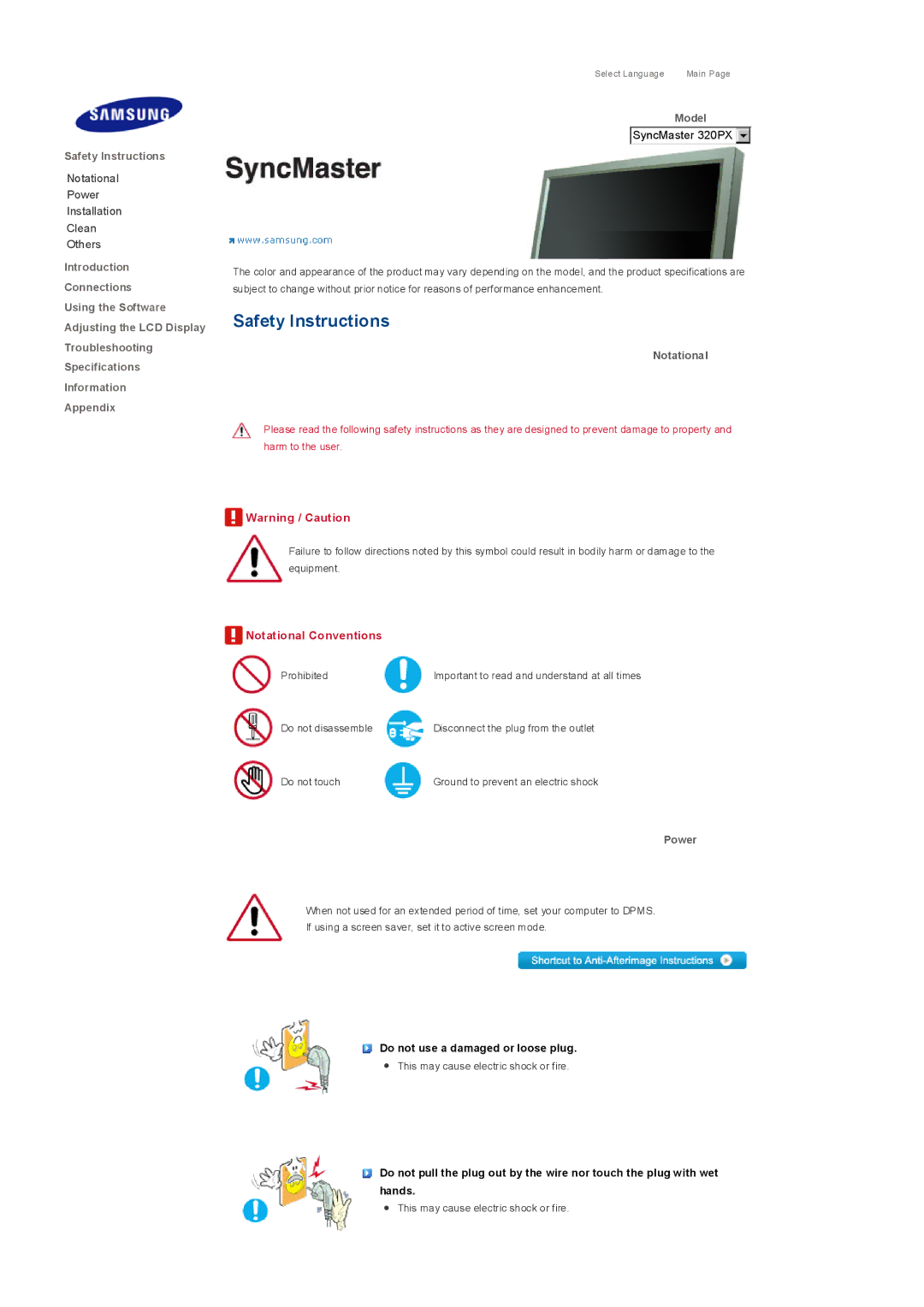 Samsung LS32BHRNSF/EDC, LS32BHLNBF/EDC, LS32BHLNB/EDC, LS32BHLNSF/EDC manual Safety Instructions, Model, Notational, Power 