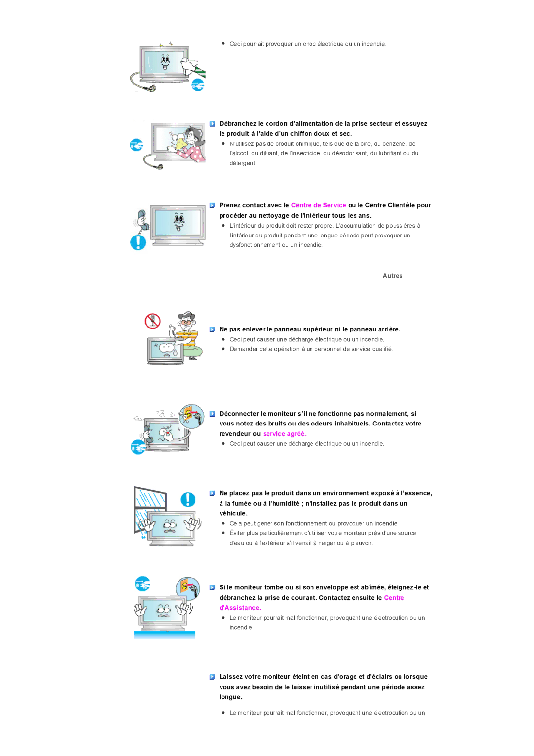 Samsung LS32BHLNS/EDC, LS32BHLNBF/EDC, LS32BHLNB/EDC manual Autres, Ne pas enlever le panneau supérieur ni le panneau arrière 