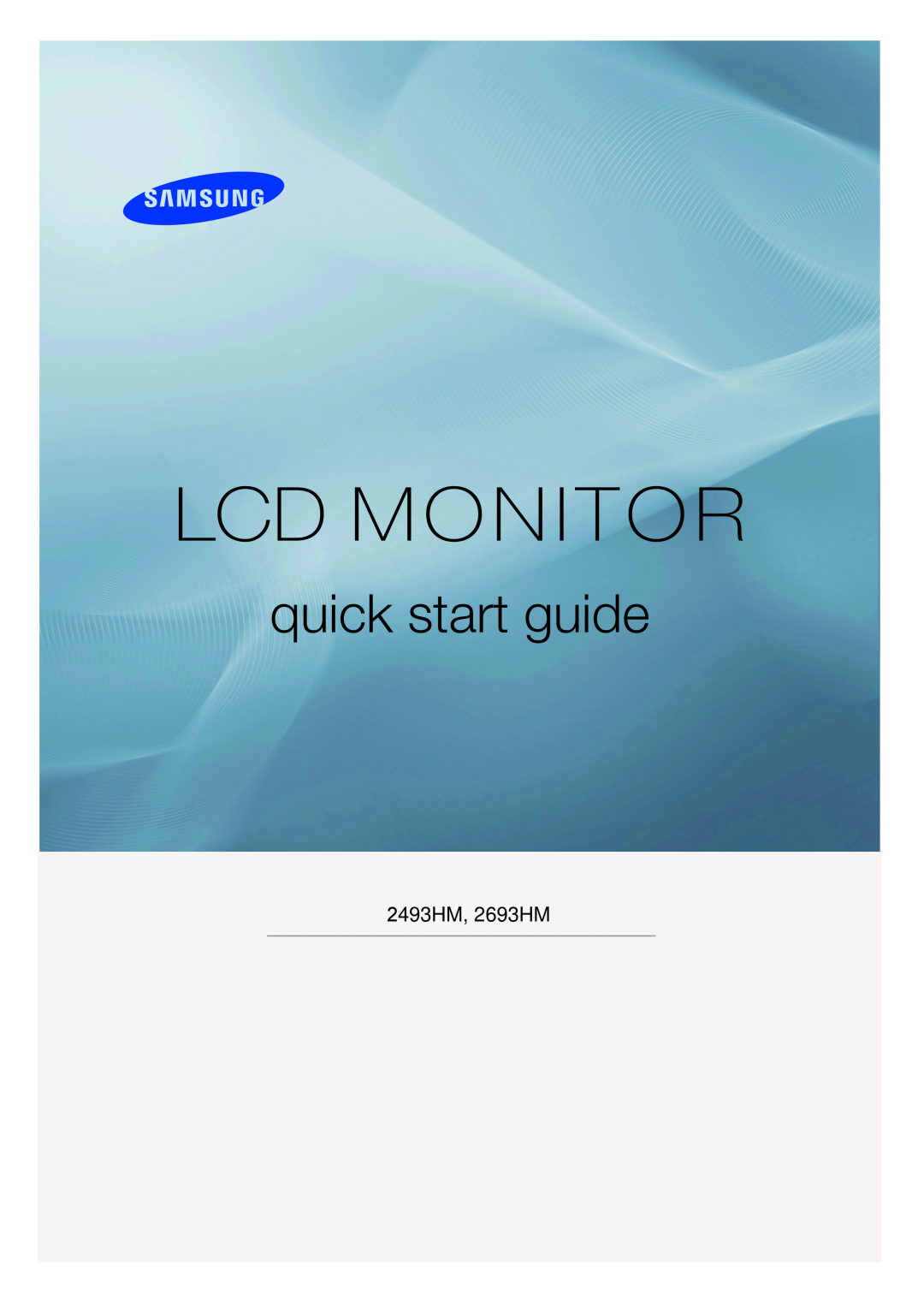 Samsung LS24KIERBQ/EDC, LS24KIEEFV/EDC, LS26KIERBQ/EDC, LS26KIEEFV/EDC manual Lcd Monitor, quick start guide, 2493HM, 2693HM 