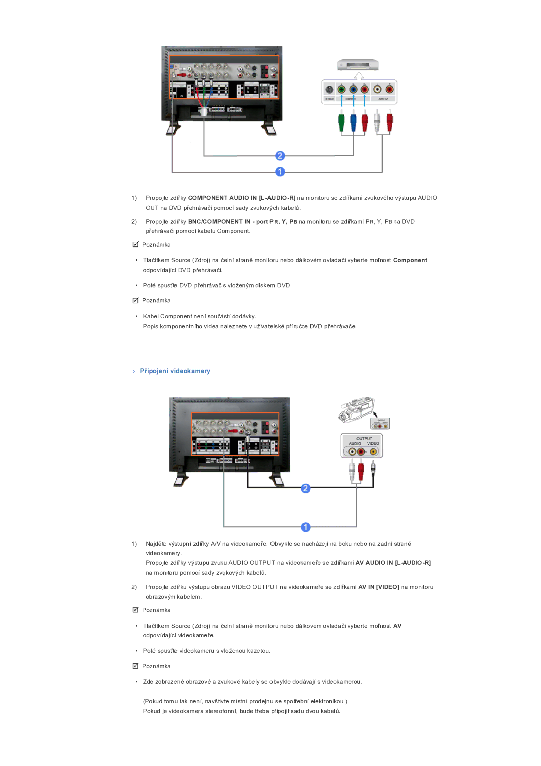 Samsung LS32BHPNS/EDC, LS32BHLNS/EDC, LS32BHRNS/EDC manual Připojení videokamery 