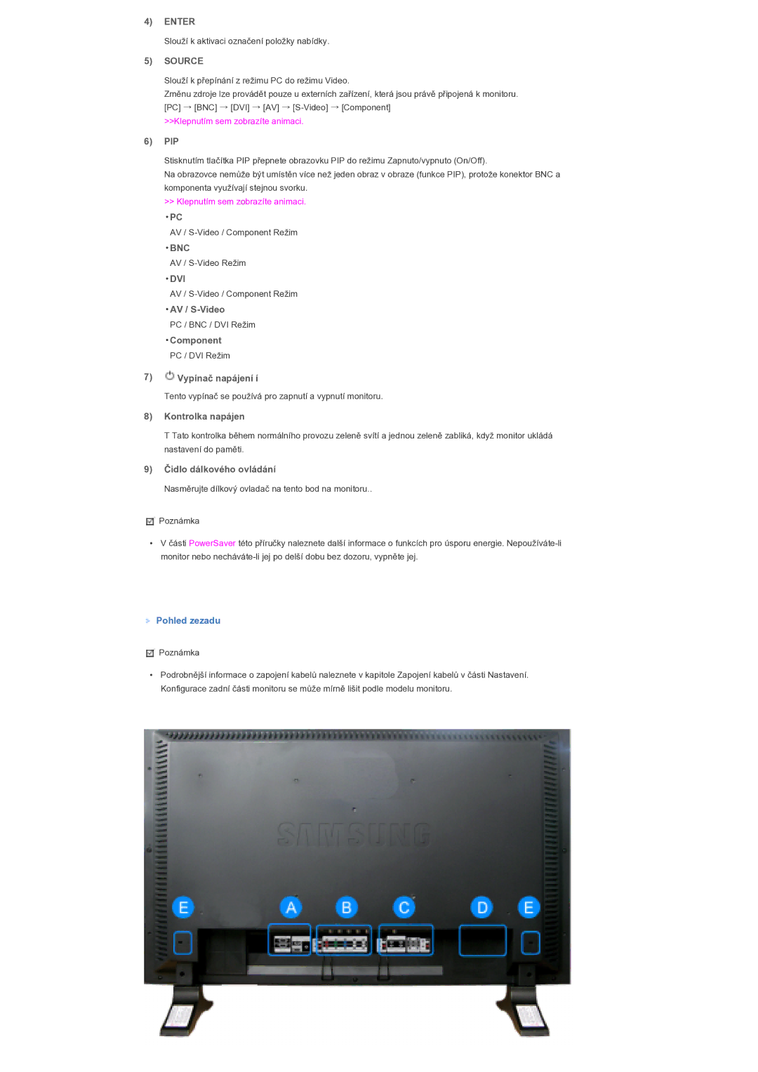 Samsung LS32BHPNS/EDC, LS32BHLNS/EDC, LS32BHRNS/EDC manual Enter, Source, Bnc, Dvi 