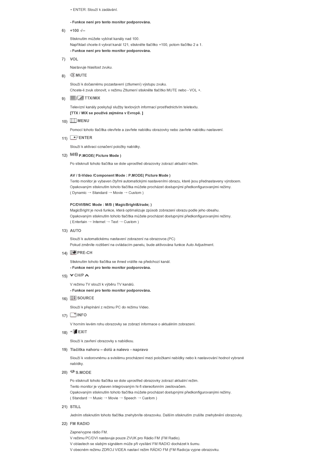 Samsung LS32BHPNS/EDC, LS32BHLNS/EDC, LS32BHRNS/EDC manual Ttx/Mix, Still, FM Radio 